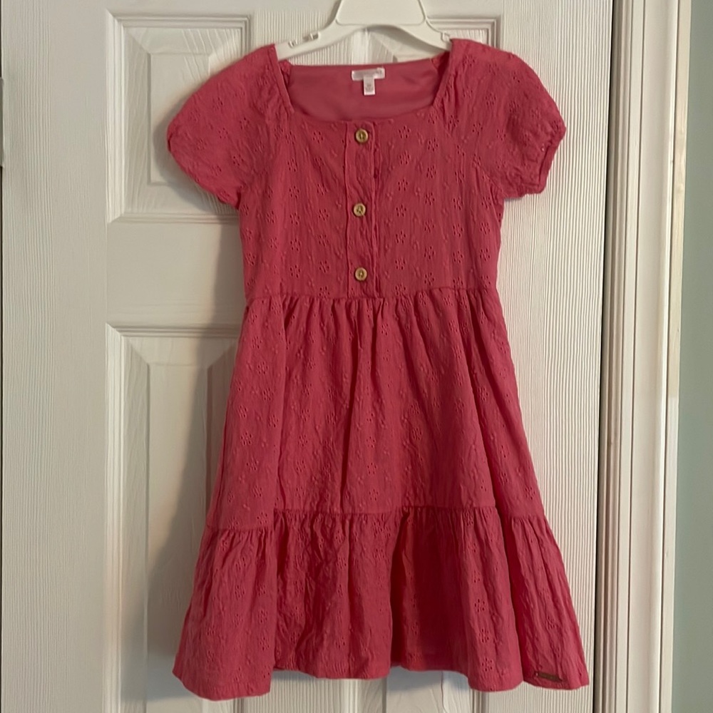 Coral, eyelet lace dress!